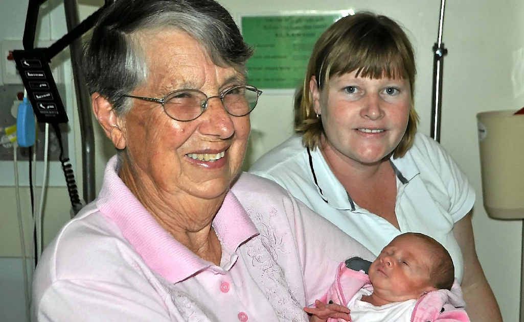 Norma Caton with her seventh great-grandchild Chloe Jane Caton and Chloe’s mum Kelly Jackson. Norma Caton with her seventh great-grandchild Chloe Jane Caton and Chloe’s mum Kelly Jackson.